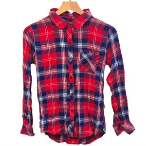 Rails Red White Blue Plaid Button Down Lightweight Long Sleeve Shirt Size XS